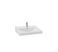 Lavabo de encimera 65 cm blanco con juego de fijación incluido URBY de Unisan - Con sifón y válvula redonda