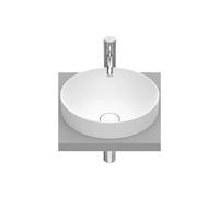 Lavabo de encimera de fineceramic con diseño circular en acabado blanco mate Round Inspira Roca - Con sifón