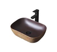 Lavabo de encimera Lavabo sobre encimera Art Deco, estilo retro, de cerámica, sencillo, ovalado, for balcón para lavabo, guardarropa y mueble de tocador