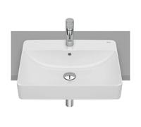 Lavabo de encimera semiempotrado de fineceramic con un acabado en color blanco Inspira Roca - Sin sifón ni válvula de desagüe