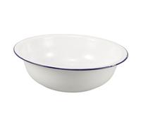 Lavabo de Esmalte Retro Blanco Borde Azul, 32cm, Estilo Vintage | Cuenco Esmaltado Grande, Diseño Antiguo, Fácil de Limpiar, Uso Multifunción en Hogar