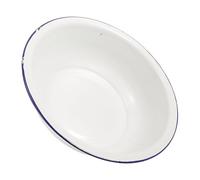 Lavabo de Esmalte Vintage Blanco Redondo 32cm Borde Azul | Acero Esmaltado, Acabado Liso Brillante, Uso en Lavadero y Camping, 1 Pieza
