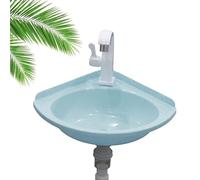 Lavabo de Esquina Pequeña Lavabo de Plástico Baño, Fregadero de Montaje En Pared, Fregadero Con Juego De Desagüe Lavabo Suspendido Con Grifo, Mini Lavabo Para RV Wc Sótano