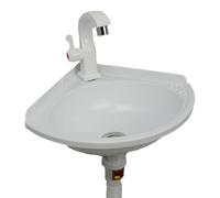 Lavabo de Esquina Plástico Multicolor | Lavabo Pared Compacto para Autocaravana/Jardín | Fregadero de Plástico para Exterior para Sótano/Camping (Fácil instalación)
