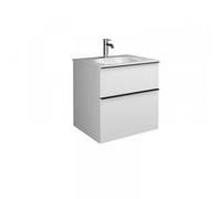 Lavabo de fundición mineral burgbad Fiumo con mueble de lavabo, con frontal plisado de 620 mm de ancho, SFXN062F3957G0146, Color: Azul hielo mate suave / azul hielo mate suave, mango cromado G0146