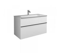 Lavabo de fundición mineral burgbad Fiumo, incluido el mueble de lavabo, con frontal plisado de 1020 mm de ancho, SFXN102F3960G0223, Color: Tectona decor canela / Tectona decor canela, mango blanco ma