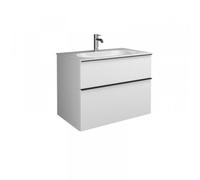 Lavabo de fundición mineral burgbad Fiumo, incluido el mueble de lavabo, con frontal plisado de 820 mm de ancho, SFXN082F3960G0223, Color: Tectona decor canela / Tectona decor canela, mango blanco mat