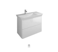 Lavabo de fundición mineral burgbad Iveo con lavabo, versión izquierda, anchura: 1000mm, SFEO100LF2748G0161, Color: Castaño Decoración Trufa / Castaño Decoración Trufa, empuñadura vertical Blanco G016