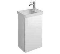 Lavabo de fundición mineral burgbad Iveo con mueble bajo lavabo, versión izquierda, anchura: 440mm, SFFZ044LF2748G0161, Color: Castaño Decoración Trufa / Castaño Decoración Trufa, empuñadura vertical