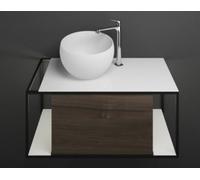 Lavabo de hormigón polímero burgbad Junit con lavabo SFKR090, versión izquierda, con iluminación LED, anchura: 900mm, SFKR090LF3152G0175, Color: Trufa Castaño Decoración Trufa / Trufa Decoración Casta