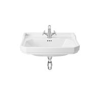 Lavabo de instalación a mural de 65 cm de color blanco Carmen con 1 orificio, con pedestal opcional Roca - Sin pedestal