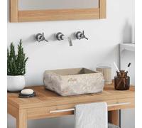 Lavabo de Mármol Crema 30x30x13 cm, Diseño Moderno para Baño y Aseo, Fregadero de Piedra Natural, Resistente al Agua, Fácil de Limpiar, Orificio de Drenaje 4.5 cm