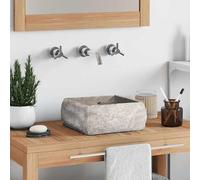 Lavabo de Mármol Gris Natural, Diseño Cuadrado Moderno para Baño o Aseo, Fregadero de Piedra Natural con Acabado Pulido, Resistente al Agua, 30x30x13 cm