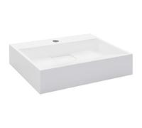 Lavabo de mineral fundido, 50 x 38 x 13 cm, color blanco, de alta calidad y duradero para baño y aseo de invitados, diseño elegante, fácil de limpiar