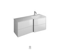 Lavabo de mineral fundido burgbad Badu, blanco brillante, incl. mueble bajo lavabo, ancho 122cm, versión derecha, SFUG122RF3696C0001G0196, Color: Roble decorado Flanelle / Roble decorado Flanelle, tir