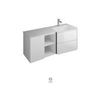 Lavabo de mineral fundido burgbad Badu, blanco brillante, incl. mueble bajo lavabo, ancho 122cm, versión derecha, SFUI122RF3695C0001G0196, Color: Roble decorado Cashmere / Roble decorado Cashmere, tir