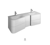 Lavabo de mineral fundido burgbad Badu, blanco brillante, incl. mueble bajo lavabo, ancho 152cm, versión derecha, SFUG152R, SFUL152RF3691C0001G0198, Color: Blanco alto brillo / Blanco alto brillo, tir