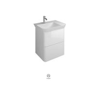 Lavabo de mineral fundido burgbad Iveo incl. unidad de vanidad, versión derecha, ancho: 650mm, SFEO065RF2833G0198, Color: Blanco Alto Brillo / Melamina Blanco, Mango Vertical Oro G0198