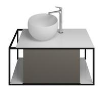 Lavabo de mineral fundido burgbad Junit incl. unidad de vanidad SFKF090, versión derecha, ancho: 900mm, SFKF090RF3149G0175, Color: Gris Alto Brillo / Gris Brillante