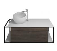 Lavabo de mineral fundido burgbad Junit incl. unidad de vanidad SFKF120, versión derecha, anchura: 1200mm, SFKF120RF3152G0175, Color: Trufa Castaño Decoración Trufa / Trufa Decoración Castaño