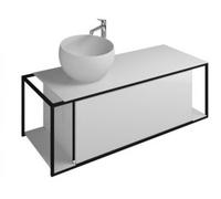 Lavabo de mineral fundido burgbad Junit incl. unidad de vanidad SFKF120, versión derecha, anchura: 1200mm, SFKF120RF3148G0175, Color: Blanco brillo intenso / Blanco brillante