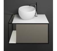 Lavabo de mineral fundido burgbad Junit incl. unidad de vanidad SFKR076, versión derecha, incl. iluminación de la unidad de vanidad LED, anchura: 765mm, SFKR076RF3149G0175, Color: Gris Alto Brillo / G