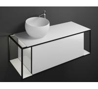Lavabo de mineral fundido burgbad Junit incl. unidad de vanidad SFKR120, versión derecha, incl. iluminación de la unidad de vanidad, anchura: 1200mm, SFKR120RF3148G0175, Color: Blanco brillo intenso /