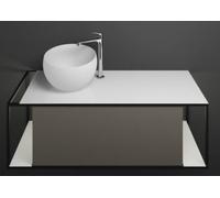 Lavabo de mineral fundido burgbad Junit incl. unidad de vanidad SFKR120, versión derecha, incl. iluminación de la unidad de vanidad, anchura: 1200mm, SFKR120RF3149G0175, Color: Gris Alto Brillo / Gris