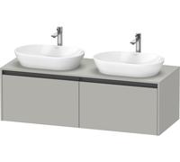 Lavabo de pedestal suspendido Ketho.2 de Duravit, corte de lavabo en ambos lados, 1400x459x550mm, 2 extraíbles, K24888B07070000, Color: DecoraciÃ³n gris hormigÃ³n mate