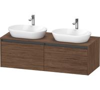 Lavabo de pedestal suspendido Ketho.2 de Duravit, corte de lavabo en ambos lados, 1400x459x550mm, 2 extraíbles, K24888B21210000, Color: DecoraciÃ³n en nogal oscuro
