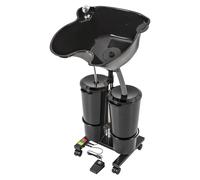 Lavabo de pelo móvil con doble cubo y bomba de pie, cuenco móvil para el hogar, cuenco de lavado para adultos Pregnant Seniors, altura ajustable 1,05-1,4 m