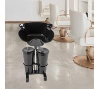Lavabo de peluquería móvil para lavar el pelo, lavabo de cabeza con bomba de agua, lavabo móvil ajustable de ángulo alto, lavabo de peluquería negro con diseño ergonómico cuadrado