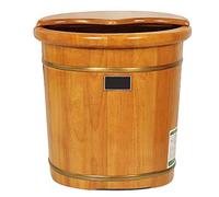 Lavabo de pie de madera para adultos, bañera de madera de roble, tazón de pedicura, masaje de spa, barriles de pedicura, barril de baño de pies para salón doméstico, con tapa ABBD-A