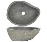 Lavabo de piedra de río ovalada (37-46) x (29-36) cm - Moderno lavabo de baño, duradero e impermeable para baño y aseo de invitados