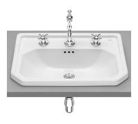 Lavabo de Porcelana para Encimera con 3 Orificios para Grifería Modelo Carmen 60x45 cm Roca