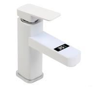 Lavabo de temperatura digital con núcleo de válvula inteligente para un control preciso del agua fría y caliente y protección de la piel durante el lavado diario y la ducha (blanco)