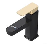 Lavabo digital de visualización de temperatura con monitoreo inteligente de temperatura y control de válvula para un uso seguro de agua fría y caliente para proteger la salud de la piel (oro negro)