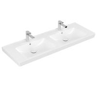 Lavabo doble con armario Subway 2.0 de Villeroy & Boch, con rebosadero, 2 agujeros para grifo, 1300x470mm, 7175D001, Color: Blanco