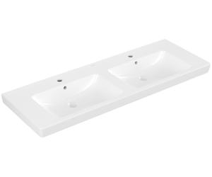 Lavabo doble con armario Subway 2.0 de Villeroy & Boch, con rebosadero, 2 agujeros para grifo, 1300x470mm, 7175D001, Color: Blanco