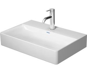 Lavabo DuraSquare Compact de Duravit, 60x40 cm, sin agujero para grifo, sin rebosadero, parte inferior acristalada, 2356600070, Color: Blanco