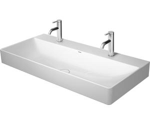 Lavabo DuraSquare de Duravit, 100x47cm, 2 agujeros para grifería, 1 seno, sin rebosadero, acristalado por abajo, 2353100043, Color: Blanco