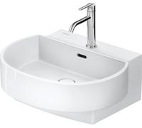 Lavabo Duravit Balcoon, con grifería, 1 agujero para grifería, con rebosadero, con válvula push-open, anchura 550mm, 241155AA00, Color: Blanco alto brillo