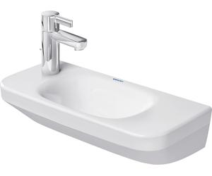 Lavabo Duravit con enjuague manual DuraStyle 50cm sin rebosadero, con orificio para grifo, orificio para grifo a la izquierda, 0713500009, Color: Blanco
