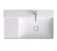 Lavabo Duravit DuraSquare para muebles, 80x47cm, 1 agujero para grifo, sin rebosadero, lavabo a la derecha, parte inferior pulida y esmaltada, 23498000711, Color: Blanco con Wondergliss