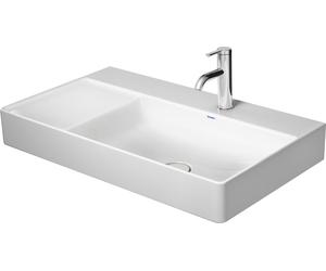 Lavabo Duravit DuraSquare para muebles, 80x47cm, sin agujero para grifo, sin rebosadero, lavabo a la derecha, parte inferior pulida y esmaltada, 2349800079, Color: Blanco