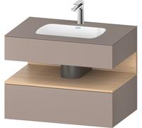 Lavabo empotrado Collection One de Duravit con base de lavabo de consola, 800x550x600mm, hueco de roble natural, QA4785030430010, Color: Basalto Mate/con iluminaciÃ³n de nicho