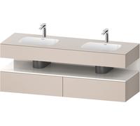 Lavabo empotrado Duravit Collection One con base de lavabo consola, 1600x550x600mm, nicho blanco alto brillo, lavabo doble, QA4797022910010, Color: Gris topo mate/con iluminaciÃ³n de nicho