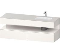 Lavabo empotrado Duravit Collection One con base de lavabo consola, 1600x550x600mm, nicho blanco alto brillo, lavabo a la derecha, QA4796022840000, Color: Supermatt blanco