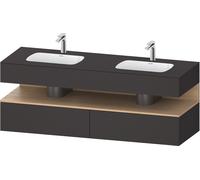 Lavabo empotrado Duravit Collection One con base de lavabo consola, 1600x550x600mm, nicho de roble natural, lavabo doble, QA4797030800000, Color: supermercado de grafito