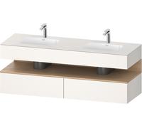 Lavabo empotrado Duravit Collection One con base de lavabo consola, 1600x550x600mm, nicho de roble natural, lavabo doble, QA4797030840000, Color: Supermatt blanco